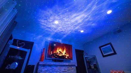 home theater with galaxy lights