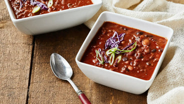 chili bowls with spoon