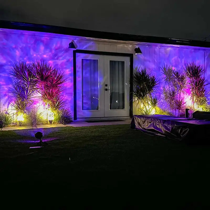 backyard with rgb path lights