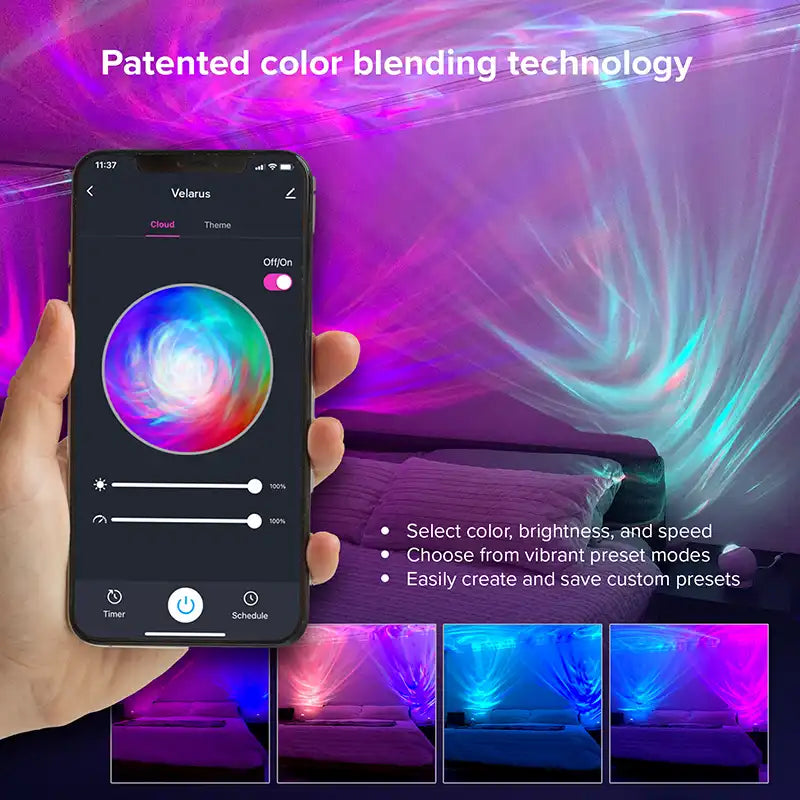 control the colors of velarus from the blisshome app