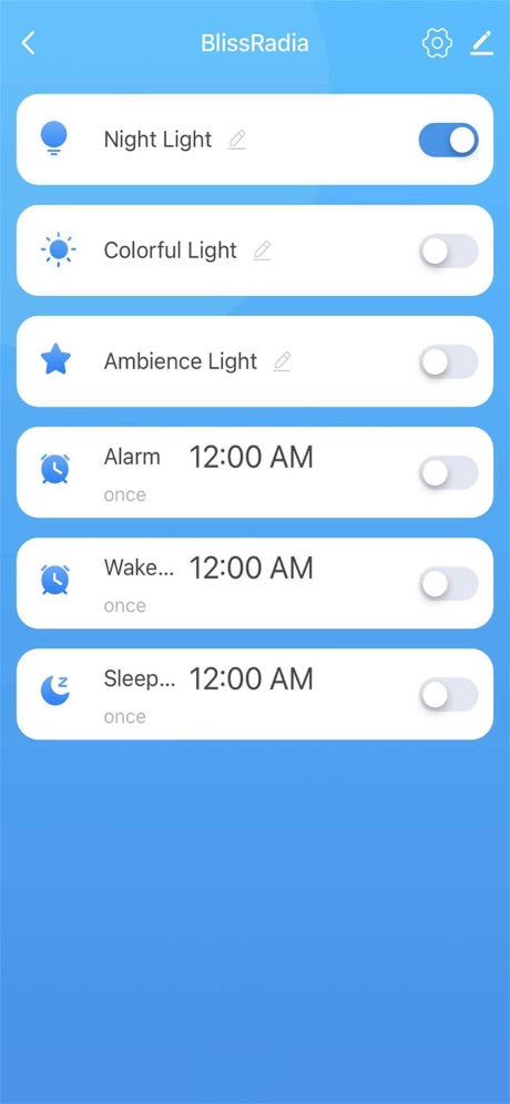 BlissRadia timer menu