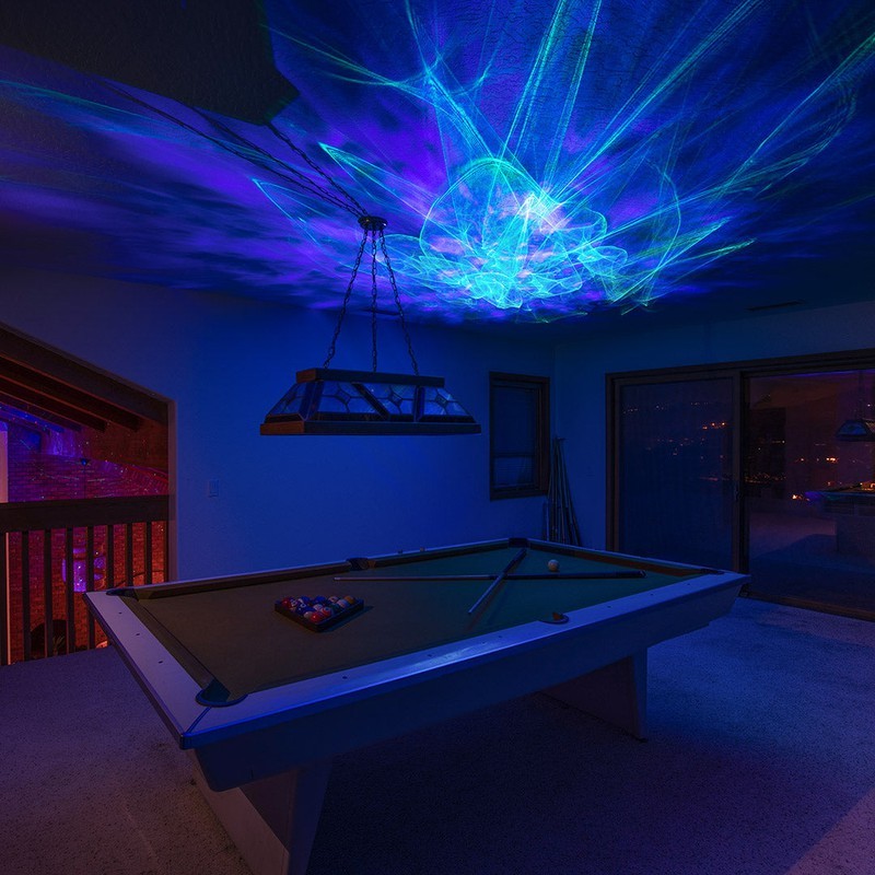 ark aurora light shining over game room pool table