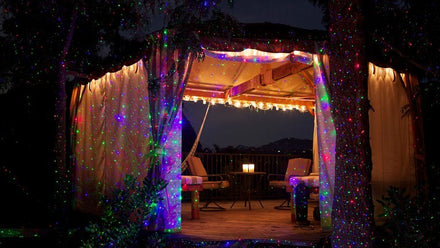 Gazebo with multicolor laser lights