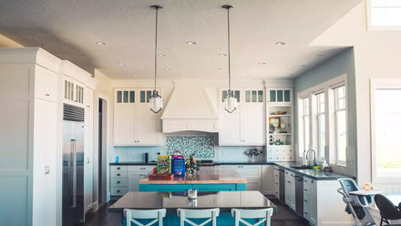 kitchen with high ceilings