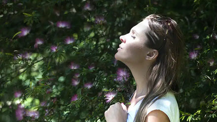 woman meditation in garden