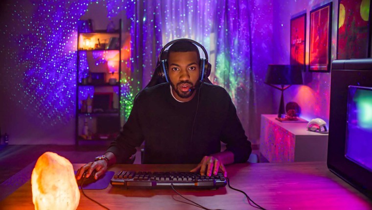gamer with multicolor lighting