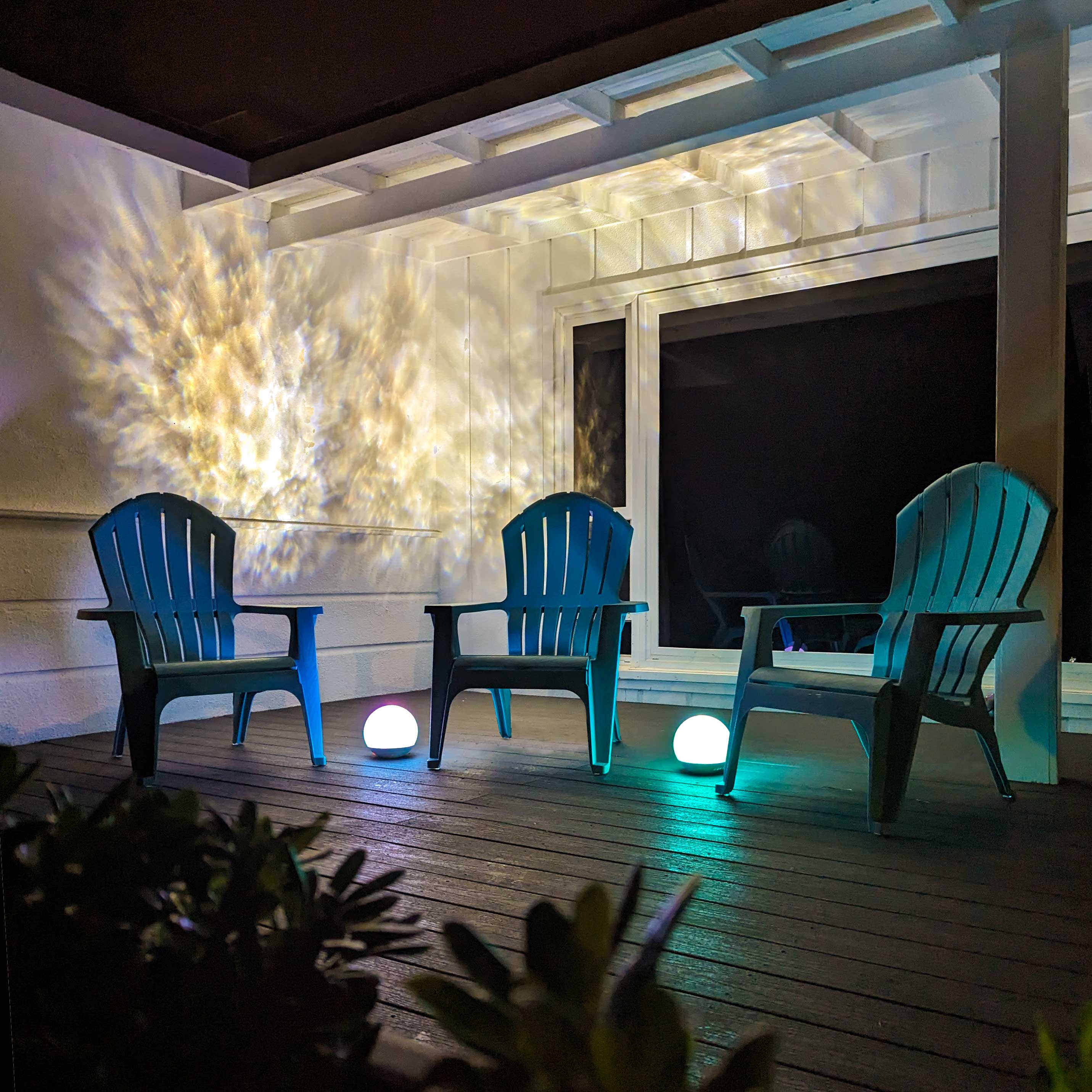 deck chairs with white oblivia lighting