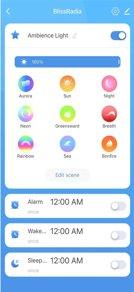 BlissRadia color mode menu