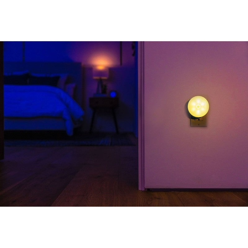 bedroom hallway with blissember smart color changing night light in yellow