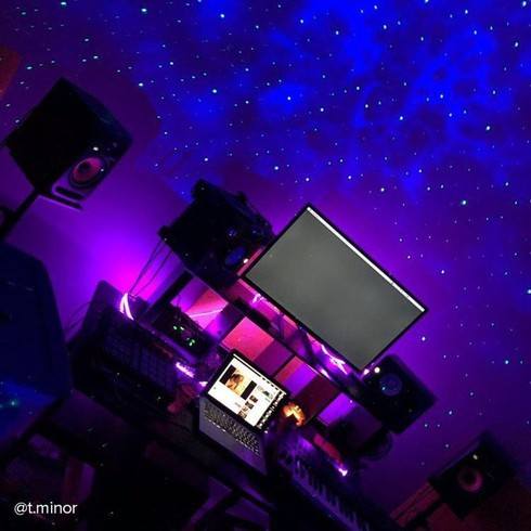 music studio desk with galaxy lighting by t.minor
