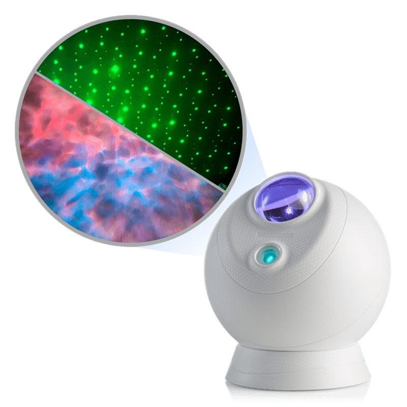 sky lite evolve smart multicolor galaxy projector with green stars